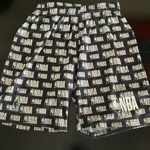 NBA Logo Pattern Black and White Men's Athletic Shorts